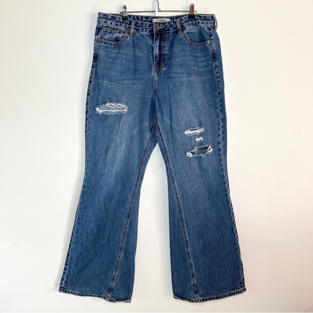 Rock & Roll Denim High Rise Palazzo Flare 33x34
